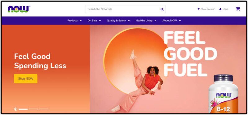 now foods home page screenshot