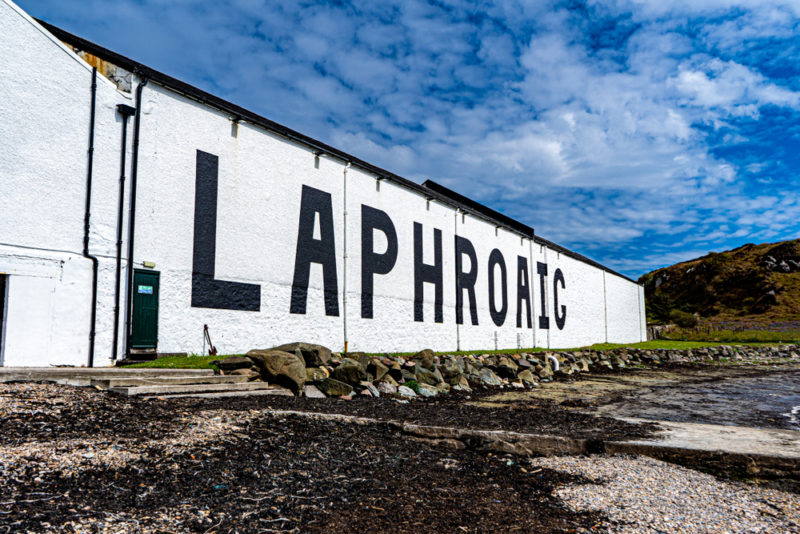 outside the Laphroaig disillery on the coastline