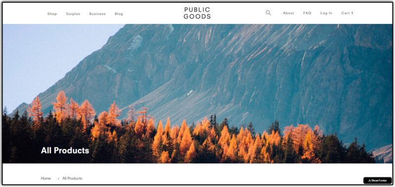 public goods home page screenshot 