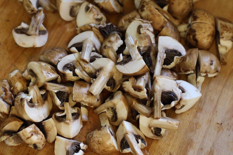 raw mushrooms cut