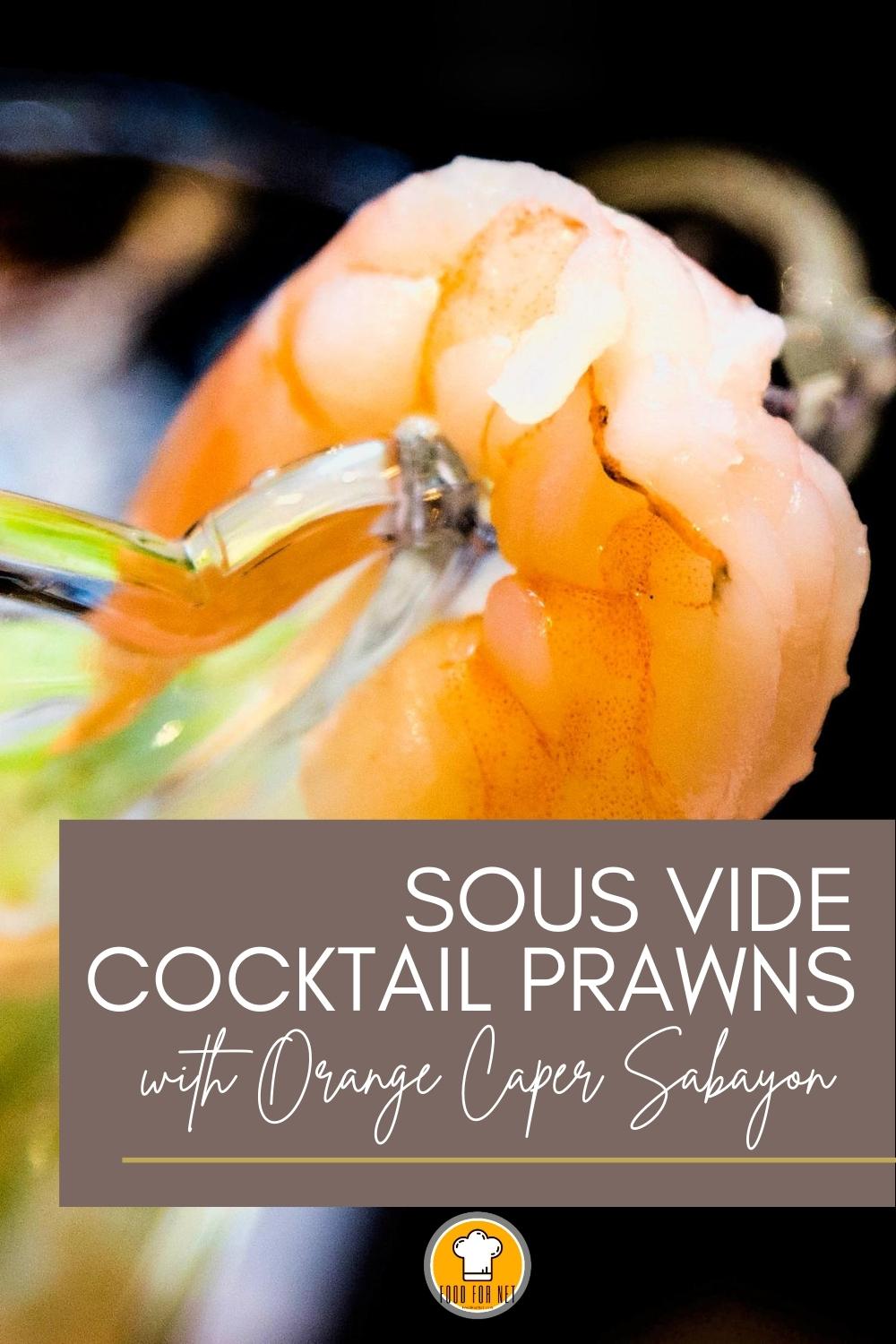 Close up of a cocktail prawn to represent sous vide cocktail prawn recipe.