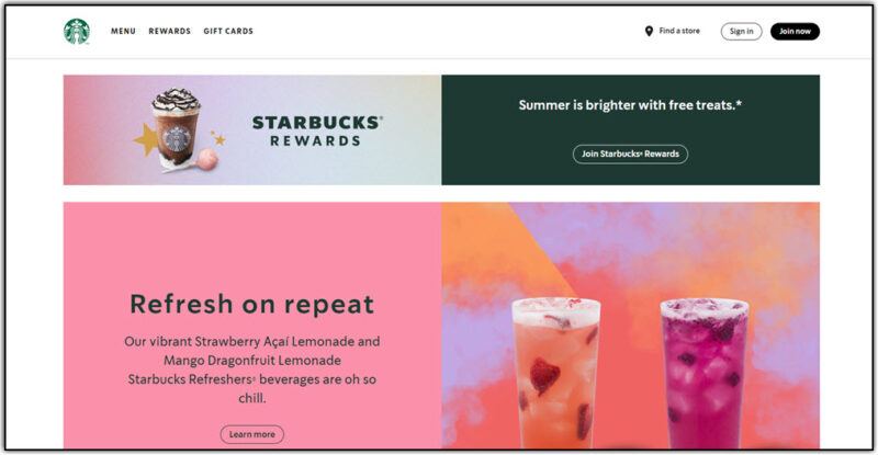 starbucks home page screenshot 