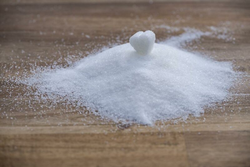 the-best-sucralose-free-protein-powder | Food For Net a close up of a pile of salt with a little heart on it to represent the best sucralose free protein powder