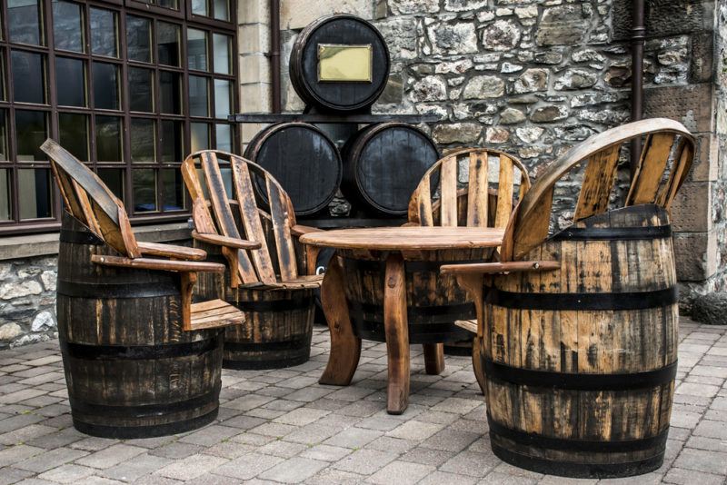 used whiskey barrels made into chairs